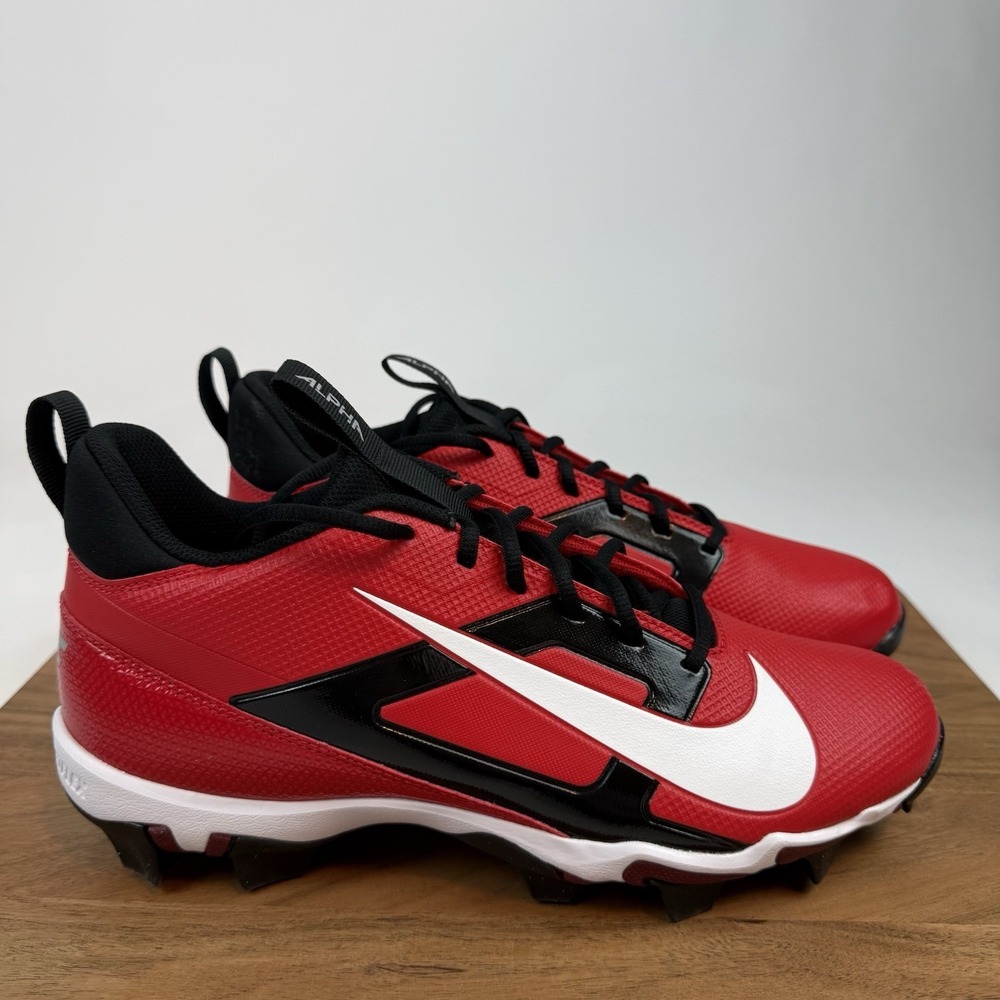 New Mens Nike Alpha Menace 4 Shark Red/White Football‎ Cleats Shoes Size 10.5 D